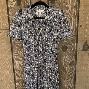 Diane Von Furstenberg Silk Geometric Shirt Dress